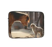Cute Dog and Horse Laptop Case 10 inch, TSA Laptop Sleeve Shockproof Protective Notebook Case Water Resistant Computer Carrying Cover Briefcase Handbags Men Women Computer Bag