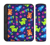 Cute Dog Bear Blue 2 pcs car seat Strap Covers, Release Stress to Your Neck and Shoulders, Seatbelt Covers for Truck