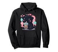 Cute Dog Black Pug Bubble Boba Tea Pullover Hoodie