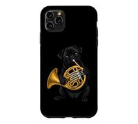 Cute Dog Black Pug Playing French Horn Musician Music Case for iPhone 11 Pro Max