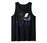 Cute Dog Black Pug Playing Piano Musician Music Tank Top