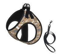 Cute Dog Bone Bowl Woof Paw Adjustable Reflective Harness Leash Set For Cats And Dogs, Soft Breathable Mesh Vest With Escape-Proof Design For Small Pets