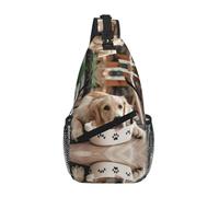 Cute Dog Bone Bowl Woof Paw Crossbody Sling Bag Crossbody Shoulder Chest Bag Shoulder Strap Waist Fanny Pack Men Women