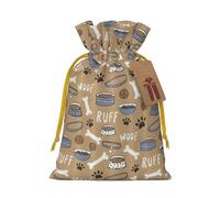 Cute Dog Bone Bowl Woof Paw Print Charming Gift Bag,Cloth Gift Bags With Drawstring,Perfect For Small Gifts And Jewelry