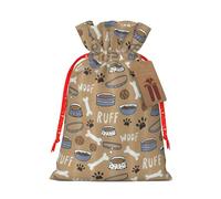 Cute Dog Bone Bowl Woof Paw Print Charming Gift Bag,Cloth Gift Bags With Drawstring,Perfect For Small Gifts And Jewelry