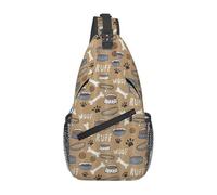 Cute Dog Bone Bowl Woof Paw Print Crossbody Bag Is Suitable For Outdoor Hiking, Work, And Daily Travel, Black, One Size, Black, One Size