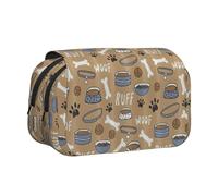 Cute Dog Bone Bowl Woof Paw Print Portable Pencil Bag Cosmetic Toiletry Multi-Use Bags Cute Large Capacity Daily Use