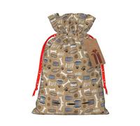 Cute Dog Bone Bowl Woof Paw Printing Practical Christmas Bag With Drawstring,4.7x6.9 Inch For Christmas Halloween