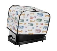 Cute Dog Bowl Bones Toaster Cover 4 Slice Dust Cover for Bread Machine,Small Kitchen Appliance