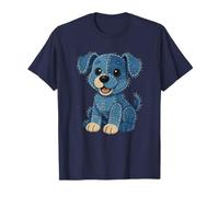Cute Dog Cartoon Vintage Denim Patchwork Denim Patch Art T-Shirt
