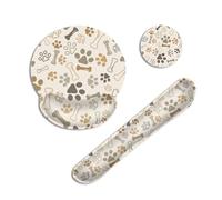 Cute Dog Cat Paw Bones Ergonomic Keyboard Wrist Rest and Mouse Mat Set with Memory Foam,Non-Slip Rubber Base for Wrist Support, Pain Relief and Comfortable Typing for Home Office Computer