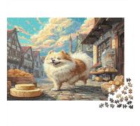Cute Dog Challenging Adult Jigsaws: Pomeranian in Town Square Educational Games Suitable for Decompression & Wall Decor 70x50cm/1000pcs