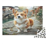 Cute Dog Challenging & Brainteasing Puzzle: Corgi on Stone Bridge for Adults & Kids Age 12 Years Up 70x50cm/1000pcs