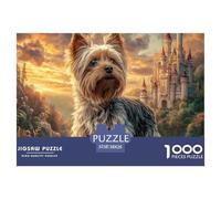 Cute Dog Challenging & Brainteasing Puzzle: Yorkie Stands before A Castle for Adults & Kids Age 12 Years Up 38x26cm/1000pcs
