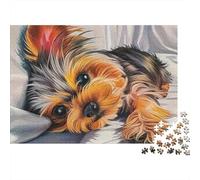 Cute Dog Christmas 1000 Piece Jigsaw Puzzle for Adults Two-headed Yorkshire Terrier Puppy Premium Thick Sturdy Vibrant Challenging Gift 38x26cm/1000pcs