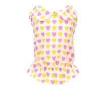 Cute Dog Clothes Cotton Fabric Doll Collar Pet Dress Small Dog Clothing Puppy Apparel for Spring and Summer (Yellow Heart XL)