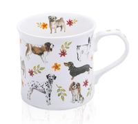 Cute Dog Coffee Mug, 16 oz Premium New Bone China Tankard Coffee Tea Mug, Holiday and Birthday Gift for Women, Dog Lovers, Dog Moms and Best Friends, Designed in England by Harvest Green Studio