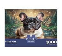 Cute Dog Colourful Bulldog on Wood 1000 Pieces Jigsaws Adults And Children Fun Activity for Rainy Days 38x26cm/1000pcs
