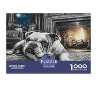 Cute Dog Colourful Dog Resting by Fireplace 1000 Pieces Jigsaws Adults And Children Fun Activity for Rainy Days 52x38cm/1000pcs