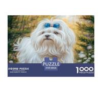 Cute Dog Colourful Dog with Bow in Sky 1000 Pcs Jigsaws for Adults The Impossible Challenge Fun Present 38x26cm/1000pcs