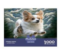 Cute Dog Colourful Papillon in Sky 1000 Pcs Jigsaw for Adults & Kids Unique Challenging Fun Activity 70x50cm/1000pcs