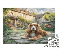 Cute Dog Colourful Spaniel by Villa 1000 Pieces Jigsaws Adults And Children Fun Activity for Rainy Days 38x26cm/1000pcs