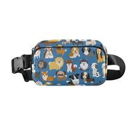 Cute Dog Compilation Elegant Shoulder Bag Waist Bag Waist Bag for Women Men Water Resistant Chest Belt Waist Bag with Adjustable Strap for Workout, Running, Hiking, Multicolor, 1, multi-coloured, 1