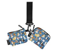 Cute Dog Compilation Women's Wallets Card Cases Slim Flat Zipper Wallet Coin Pocket for Men Women 2 Pcs, Multicolor, 4.13"(L) x 3.5"(W), Accessory, multi-coloured, 4.13"(L) x 3.5"(W), Travel Accessory
