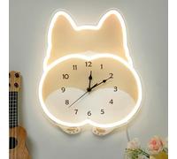 Cute Dog Corgi Neon Wall Clock with Dimmable Light USB Operated Silent Non-Ticking LED Wall Clock for Bedroom Living Room Kitchen Office Home Decor Cute Animal Clock Gifts for Kids