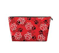 Cute Dog Cosmetic Bag, Funny Dog Paw Pattern Makeup Bag, Toiletry Bag for Women Travel Essentials, dog paw-red, Cartoon