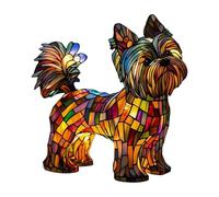 Cute Dog Design Resin Night Light with Colourful Glass Effect for Cosy Hours in the Living Area as Decorative Lighting (White, 15 x 18 x 16 cm)