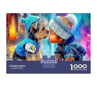 Cute Dog DIY Jigsaw Puzzle, Boy & Puppy Eco-Friendly Paper, Fun & Challenging Family Game, Beautiful Decoration Puzzle, Great Gift Idea 38x26cm/1000pcs