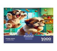 Cute Dog DIY Jigsaw Puzzle, Puppy Kitchen Eco-Friendly Paper, Fun & Challenging Family Game, Beautiful Decoration Puzzle, Great Gift Idea 70x50cm/1000pcs