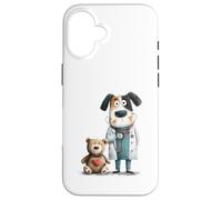 Cute Dog Doctor with Teddy Bear Stethoscope Case for iPhone 16