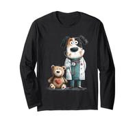 Cute Dog Doctor with Teddy Bear Stethoscope Long Sleeve T-Shirt