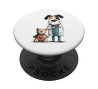 Cute Dog Doctor with Teddy Bear Stethoscope PopSockets Adhesive PopGrip