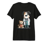 Cute Dog Doctor with Teddy Bear Stethoscope Premium T-Shirt