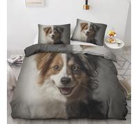 Cute Dog Double Duvet Cover Set 3 Pieces - Puppy Animal Quilt Cover with 2 Pillowcases 50x75cm, Reversible Soft Microfiber Bedding Set with Zipper Closure 200x200 cm