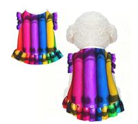 Cute Dog Dress for Small Dogs Girl,Sleeveless Cat Dresses Soft Breathable Dog Clothes Summer Puppy Dress Colored Crayons Pet Skirt Dog Outfits Chihuahua Yorkies Dresses