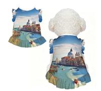 Cute Dog Dress for Small Dogs Girl,Sleeveless Cat Dresses Soft Breathable Dog Clothes Summer Puppy Dress Grand Canal in Italy Pet Skirt Dog Outfits Chihuahua Yorkies Dresses