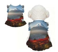 Cute Dog Dress for Small Dogs Girl,Sleeveless Cat Dresses Soft Breathable Dog Clothes Summer Puppy Dress Japan Mount Fuji Landscape Pet Skirt Dog Outfits Chihuahua Yorkies Dresses