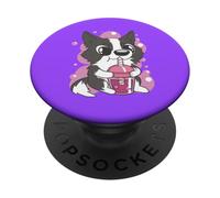 Cute Dog Drinking Bubble Tea Kawaii Art PopSockets Adhesive PopGrip