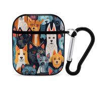 Cute Dog Earphone Case Cover Compatible with AirPods 1&2 Shockproof Bluetooth Headset Case Black-style
