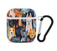 Cute Dog Earphone Case Cover Compatible with AirPods 1&2 Shockproof Bluetooth Headset Case White-style