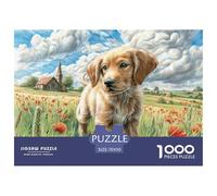 Cute Dog Educational Game Challenge 1000 Piece Puzzle for Adults -Spaniel in Poppy Field Decompression Fun Present for Home70x50cm/1000pcs