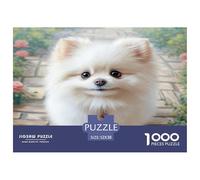 Cute Dog Educational Game Decompression 1000 Pieces Jigsaw Puzzle - Pomeranian (garden Path Blooms) for Adults Kids Home Activity52x38cm/1000pcs