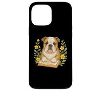Cute Dog English Bulldog Reading Book Flowers Flora Case for iPhone 13 Pro Max