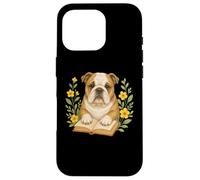 Cute Dog English Bulldog Reading Book Flowers Flora Case for iPhone 16 Pro