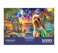 Cute Dog Extreme Challenge Puzzle - 1000 PC Recycled Cardboard Jigsaw Yorkshire Terrier Coastal Castle Impossible Hard for Decompression & Wall Decor, for Relaxation & Creative Gifts 52x38cm/1000pcs