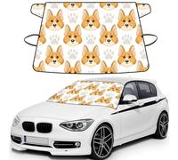 Cute Dog Face Paw Prints, Car Windshield Cover, Protective Windscreen Cover - Snow Ice Sun UV Dust Water Resistant - Fit for Most Cars